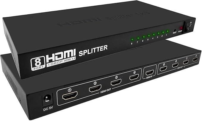 SPLITTER 8 PORT HDMI WITH ADAPTER