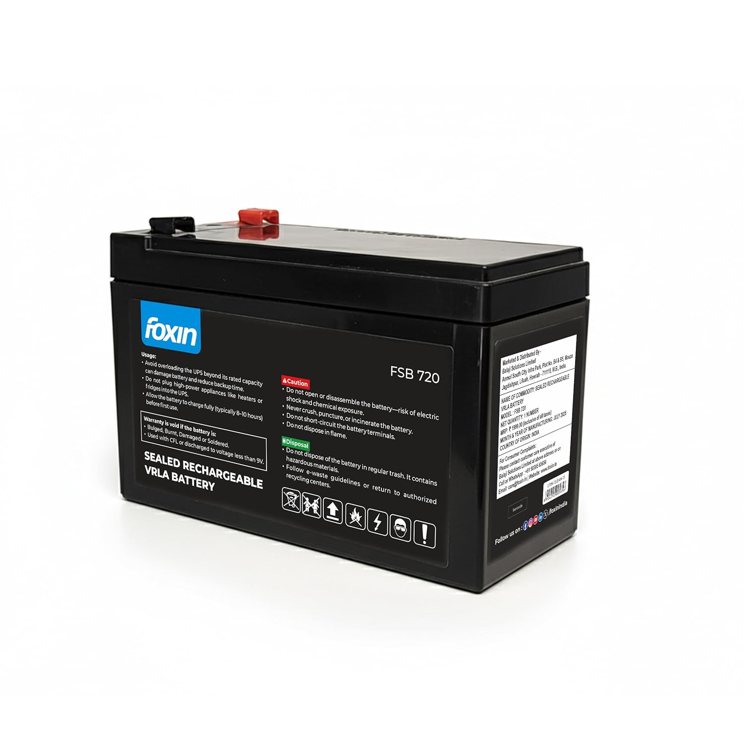 FOXIN SEALED RECHARGEABLE VRLA BATTERY - Image 3