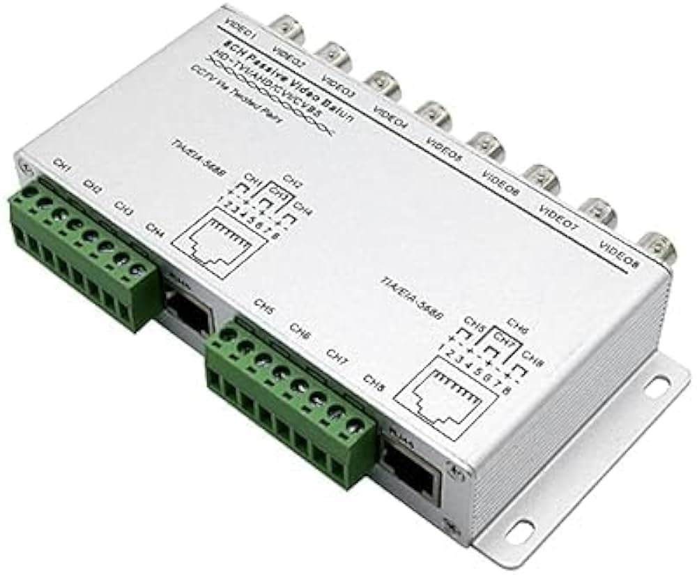 UTP 8 Channel Passive Video Balun Transceiver(Silver)